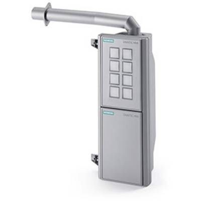 Dispositivo elettronico con più pulsanti e raccordo per tubo in alto. Utilizzato in applicazioni tecniche o industriali.