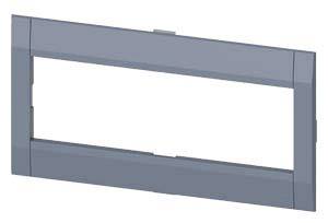 Cornice rettangolare grigia, probabilmente per uno schermo o un'apertura di porta, priva di dettagli o decorazioni visibili.