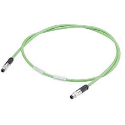 Cavo verde con connettori su entrambe le estremità, adatto per applicazioni elettroniche o industriali.