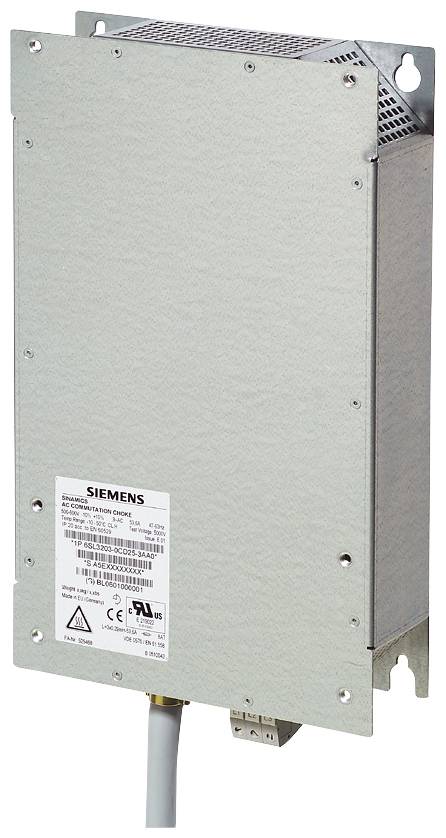 Armadio elettrico metallico con logo Siemens ed etichetta con informazioni di prodotto. Idoneo per il controllo di sistemi elettronici.