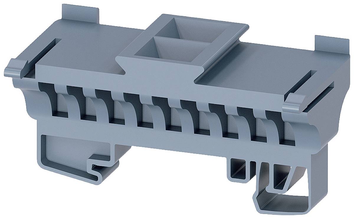 Modulo elettrico grigio con più contatti e supporti su entrambi i lati, idoneo all'utilizzo in dispositivi elettronici.