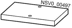 Piastra rettangolare con due fori, uno al centro e uno vicino al bordo. In alto a destra il contrassegno 'NSV0 00497'.