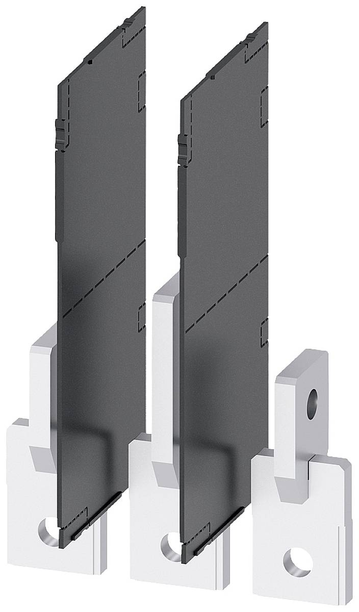 Due parti rettangolari in metallo nero, montate verticalmente su supporti grigi, su uno sfondo bianco. Sembrano far parte di un dispositivo tecnico.