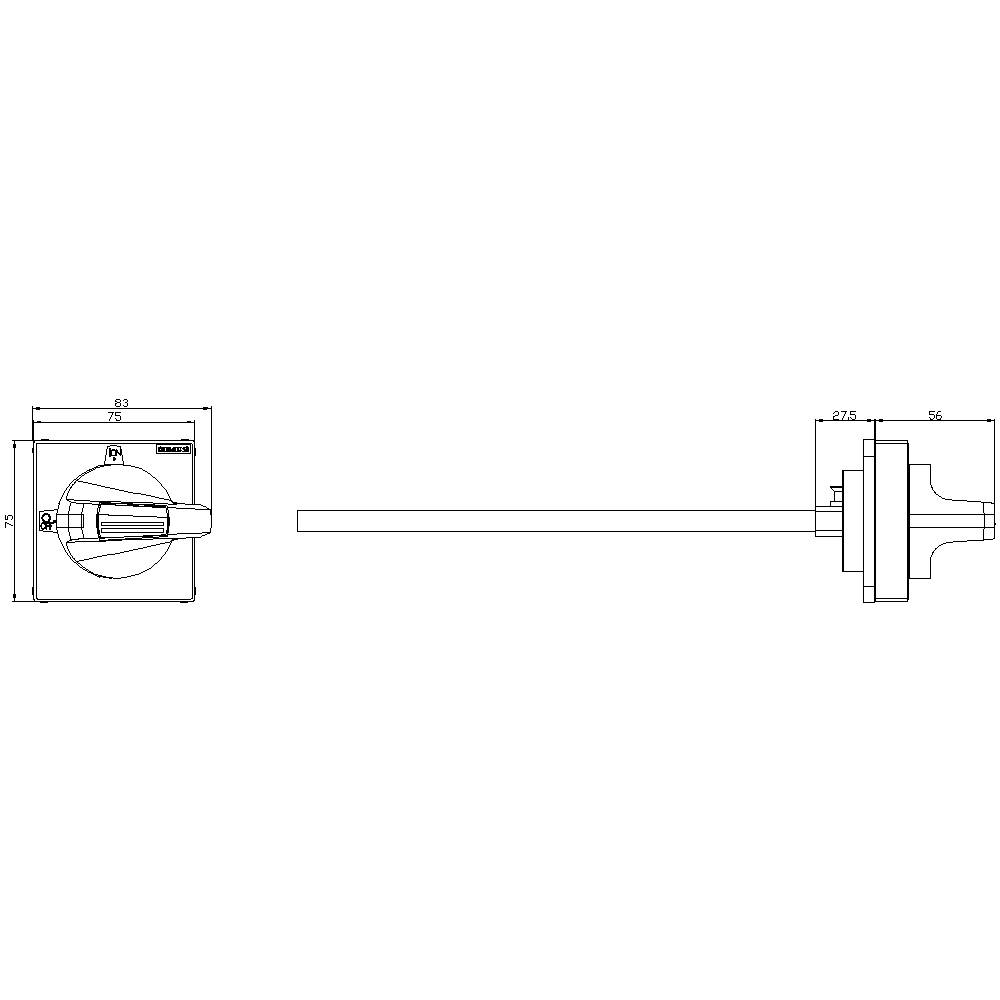 Disegno tecnico di un componente con quote: larghezza 83 mm, altezza 56 mm, parte principale che mostra il dettaglio laterale con lunghezza di 275 mm.