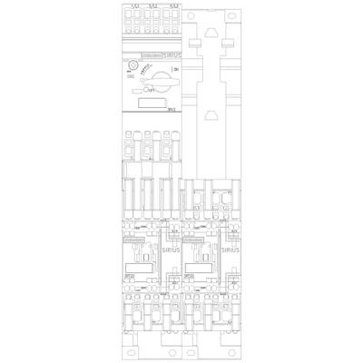Disegno tecnico di uno schema elettrico con interruttori automatici, sezionatori e componenti SIRIUS.
