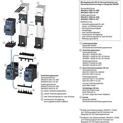 Assieme di montaggio per impianto di revisione con componenti come giunzioni ferroviarie e set di connessione, dettagliatamente etichettato per interruttori di protezione S00/S0.