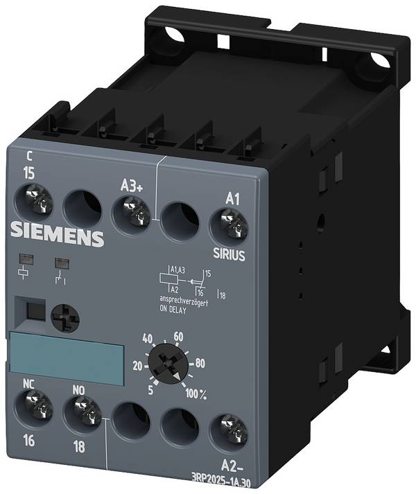 Siemens  3RP20251AP30  3RP2025-1AP30  Relè temporizzato  Multifunzionale  24 V  1 pz.  Intervallo di tempo: 0.05 s - 100 h  1 scambio