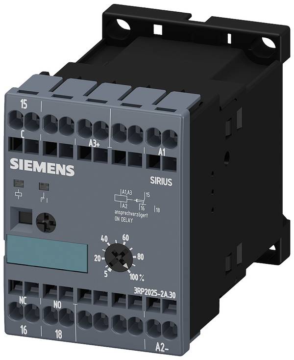 Siemens  3RP20252AP30  3RP2025-2AP30  Relè temporizzato  Multifunzionale  24 V  1 pz.  Intervallo di tempo: 0.05 s - 100 h  1 scambio