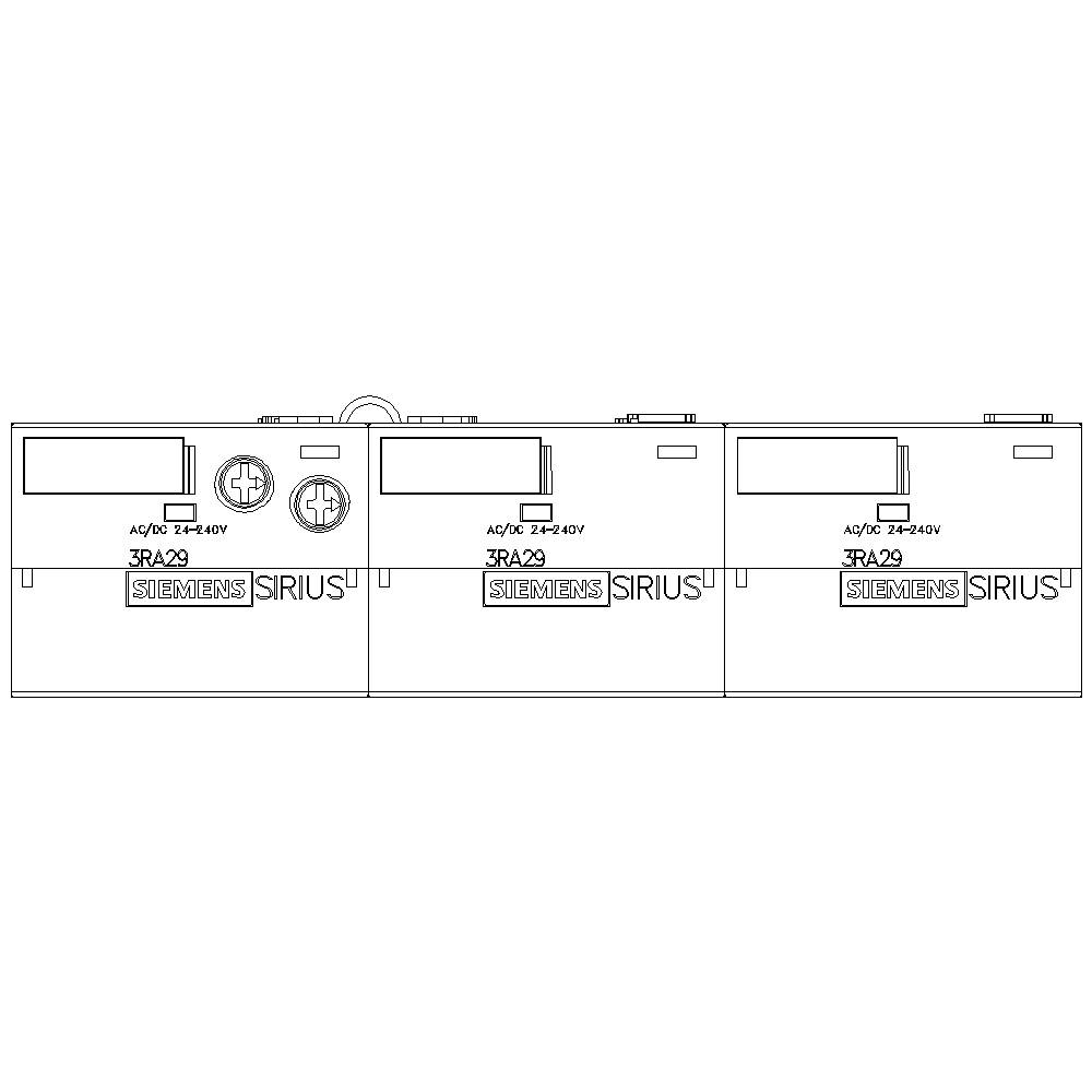 'Modulo di contattore trifase Sirius di Siemens, modello 3RA29, corrente nominale 115 A, tensione AC/DC 24-240 V, vista dello schema di collegamento.'