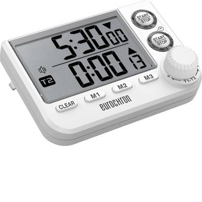 Eurochron EDT 8002 Timer Digitale Bianco Con Conto Alla Rovescia E Allarme