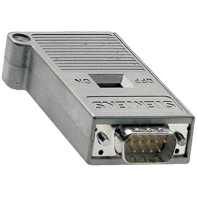 Adattatore metallico di forma rettangolare, con la scritta 'SIEMENS', dotato di un interruttore di accensione e spegnimento e pin dorati su un'estremità.
