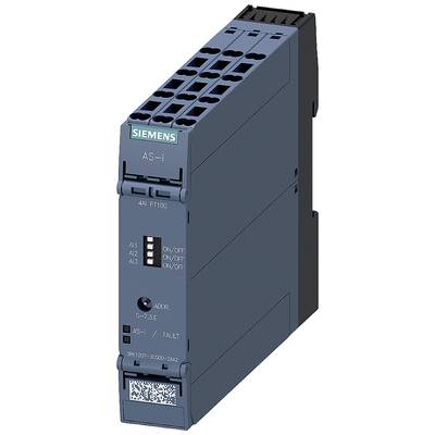 Un modulo Siemens AS-i per la tecnologia di controllo in un ambiente industriale, blu scuro con vari connettori e indicatori.