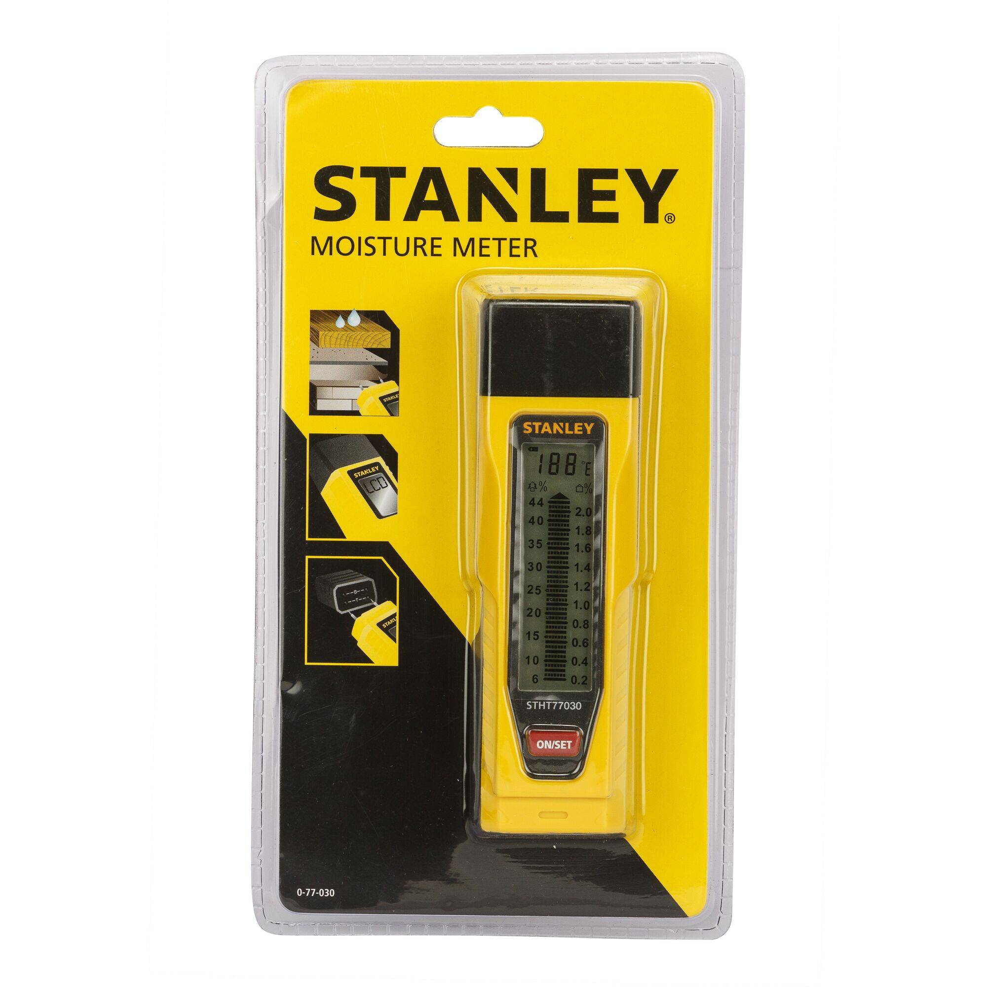 STANLEY 0-77-030 Misuratore di umidità per materiali Range di misura umidità del legno (intervallo) 6 fino a 44 %-7