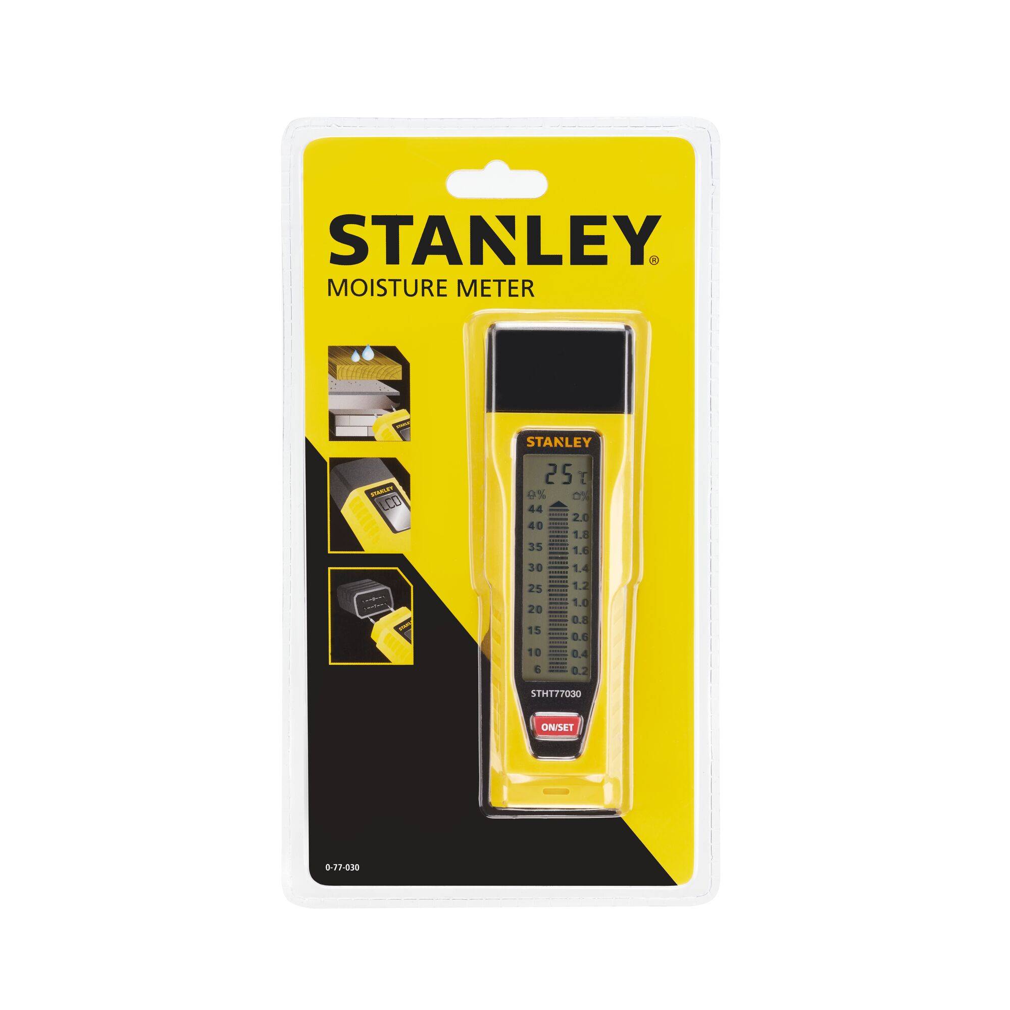 STANLEY 0-77-030 Misuratore di umidità per materiali Range di misura umidità del legno (intervallo) 6 fino a 44 %-8