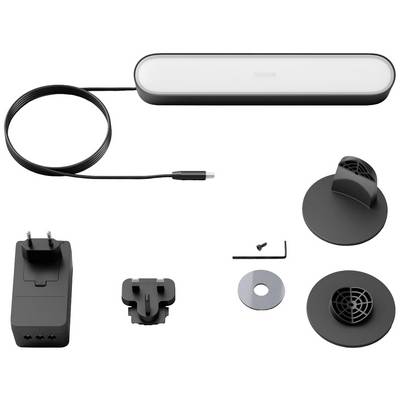 Set di accessori con barra LED, adattatore di rete, supporti di sostegno e strumenti di montaggio. Ideale per l'installazione di un'illuminazione suggestiva.