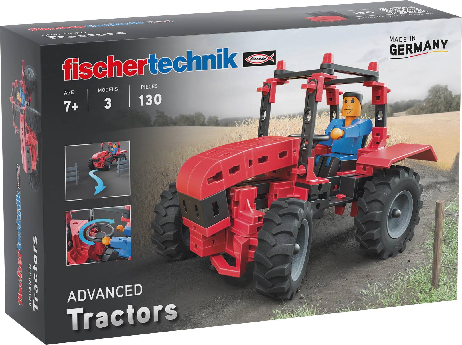 544617 fischertechnik Tractors Tractor I Veicoli del Set dispongono di Una Guida Simile alla Realtà 3 Modelli agricoli sul Tema Trattore Giocattolo da Costruzione a Partire dai 7 Anni 