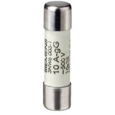 Fusibile cilindrico con cappucci metallici recante la scritta 'SIEMENS 10 A ~500 V 3NW6 603-1'.