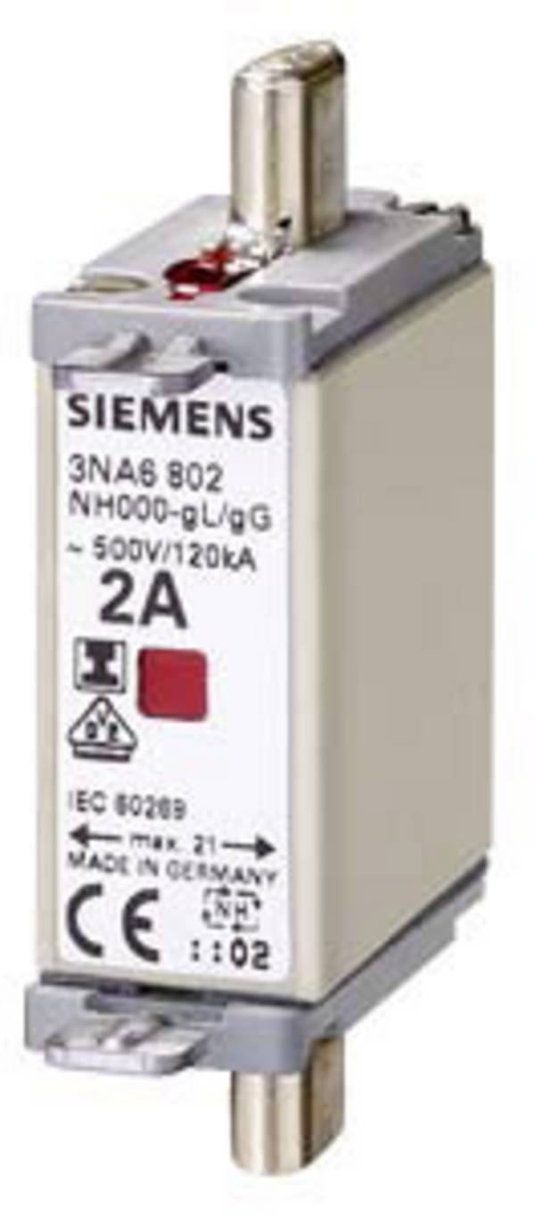 Siemens 3NA6822 Inserto fusibile con visualizzazione sicura meccanica Adatto per Fusibili dim. da 000 a 4 Misura fusibile = 0 63 A 500 V 3 pz.