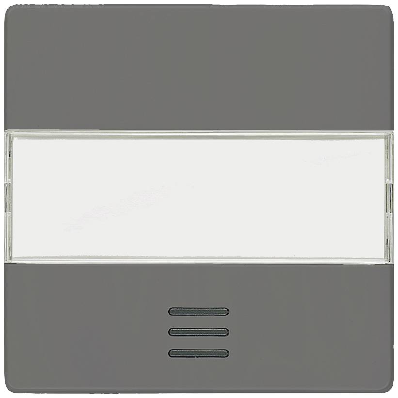 Interruttore grigio con area centrale bianca e tre linee nere sottostanti.