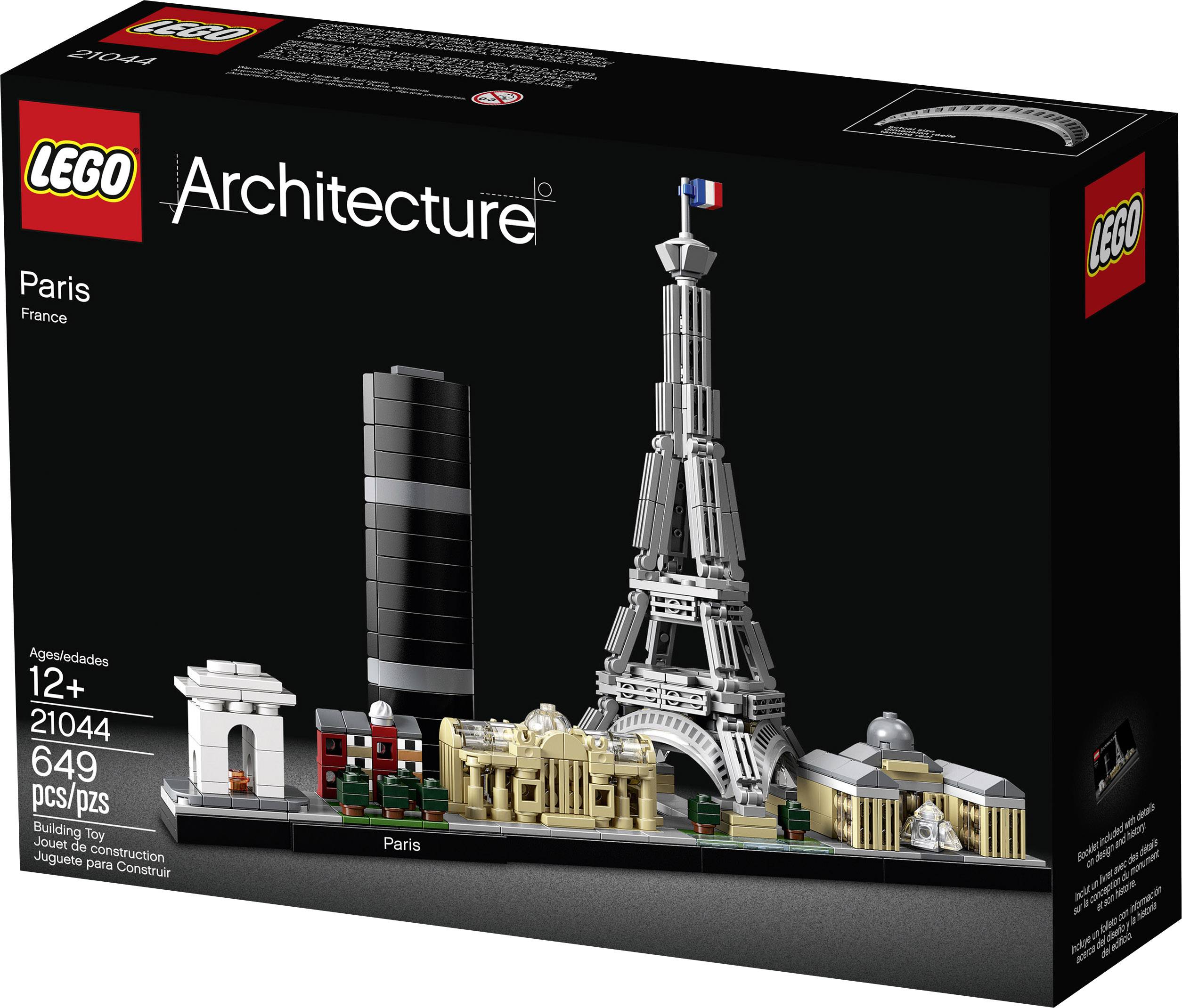 Set LEGO Architecture di Parigi, include Notre-Dame, Torre Eiffel, Louvre, Arco di Trionfo. Consigliato per persone dai 12 anni in su.