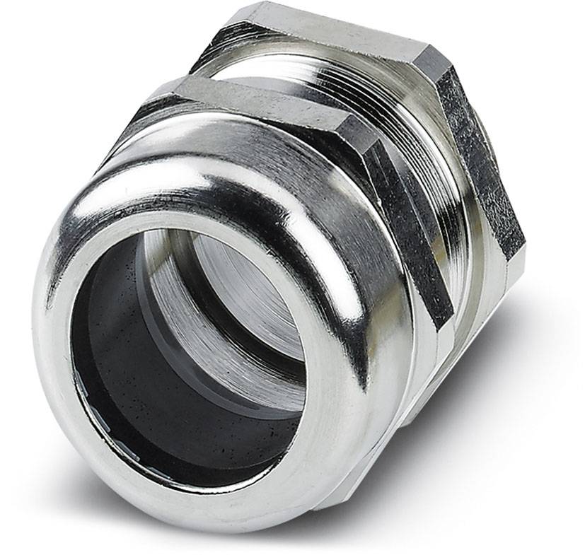 Raccordo passacavo metallico filettato, di forma cilindrica, utilizzato per il collegamento sicuro e la protezione dei cavi in apparecchiature elettriche.