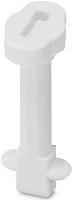 Tassello di plastica bianco con una sommità piatta e larga e un gambo cilindrico stretto.