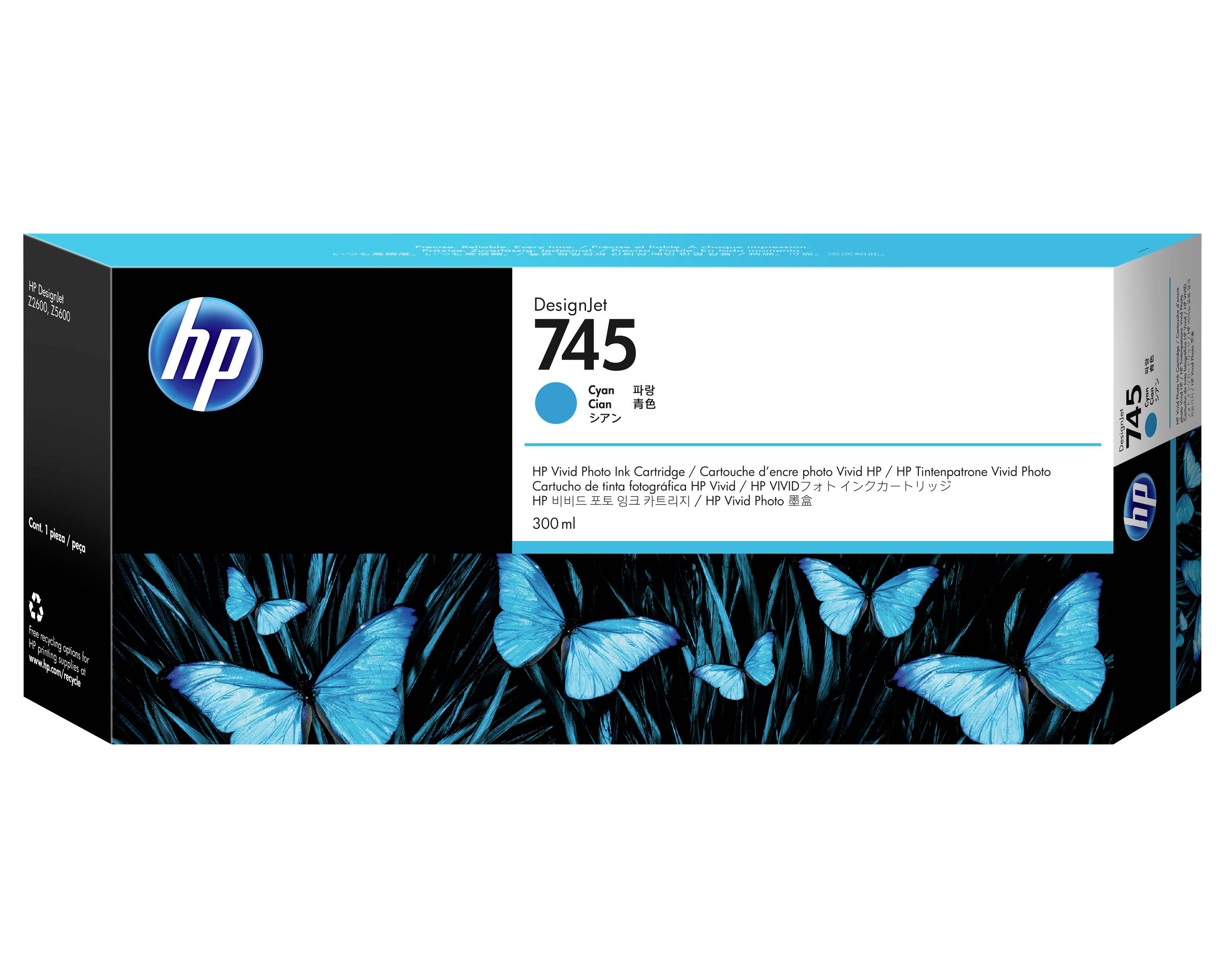 HP Cartuccia 745 Originale Ciano 300 ml F9K03A 1 pz.