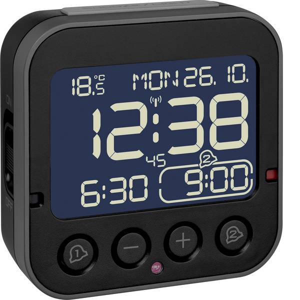 Sveglie - TFA 60.2552.01 Radiocontrollato Sveglia Nero Tempi di allarme 2 - Sveglie - TFA 60.2552.01 Radiocontrollato Sveglia Nero Tempi di allarme 2 -