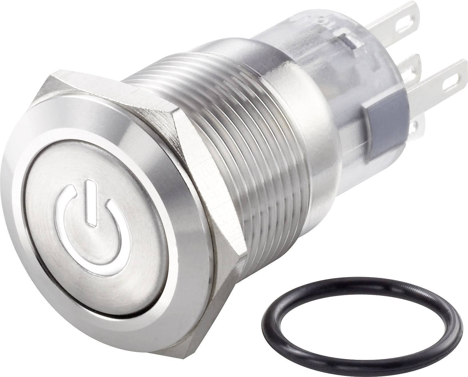 TRU COMPONENTS TC-7494504 TC-LAS1-AGQ-11ZDT/W/12V/S Interruttore antivandalo 250 V/AC 3 A 1 x Off / On Permanente Bianco IP65 1 pz.
