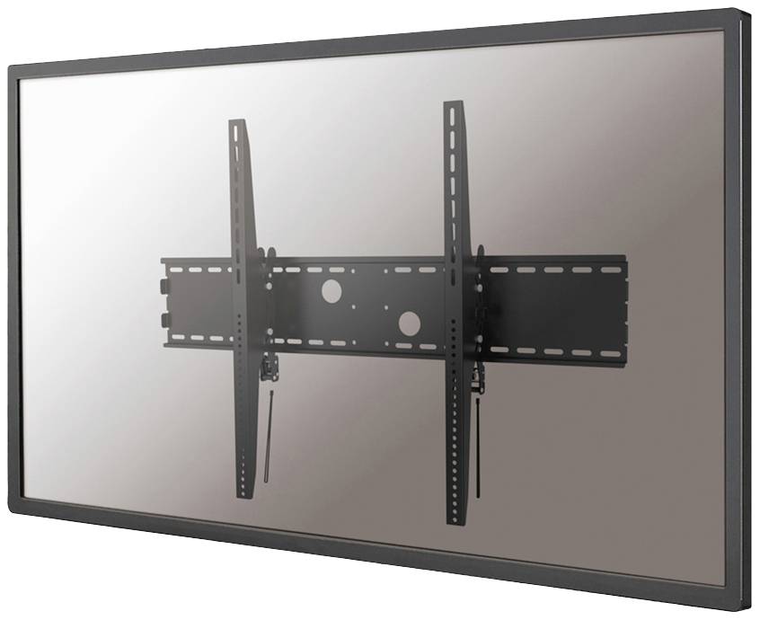 Supporto a parete metallico per TV, raffigurato lateralmente, mostra le guide di fissaggio e i dispositivi di sostegno.