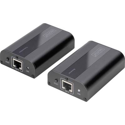 Due dispositivi elettronici neri con porte Ethernet, etichettati 'Cat5'. Adatti per connessioni di rete.