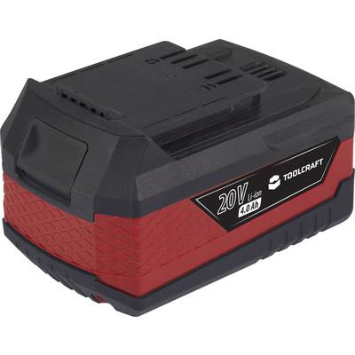 Batteria agli ioni di litio, 20V, 4,0 Ah, rosso-nero, con logo del marchio, adatta per utensili elettrici.