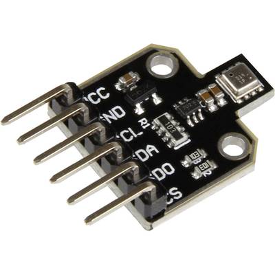 Componente elettronica con cinque pin, etichettati 'VCC', 'GND', 'SCL', 'SDA', 'ODO'. Prevalentemente nero con contatti argentati.