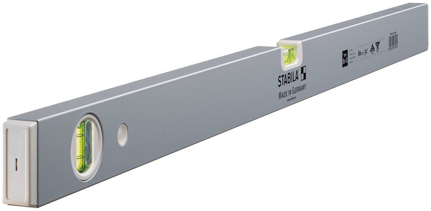 Livella a bolla in argento con due bolle per misurazioni precise di superfici orizzontali e verticali. Perfetta per lavori edili.