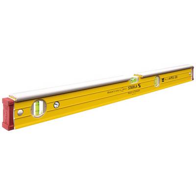 Livella a bolla gialla con tre fiale per l'allineamento orizzontale e verticale. Marca e modello 'STABILA Type 81S'.