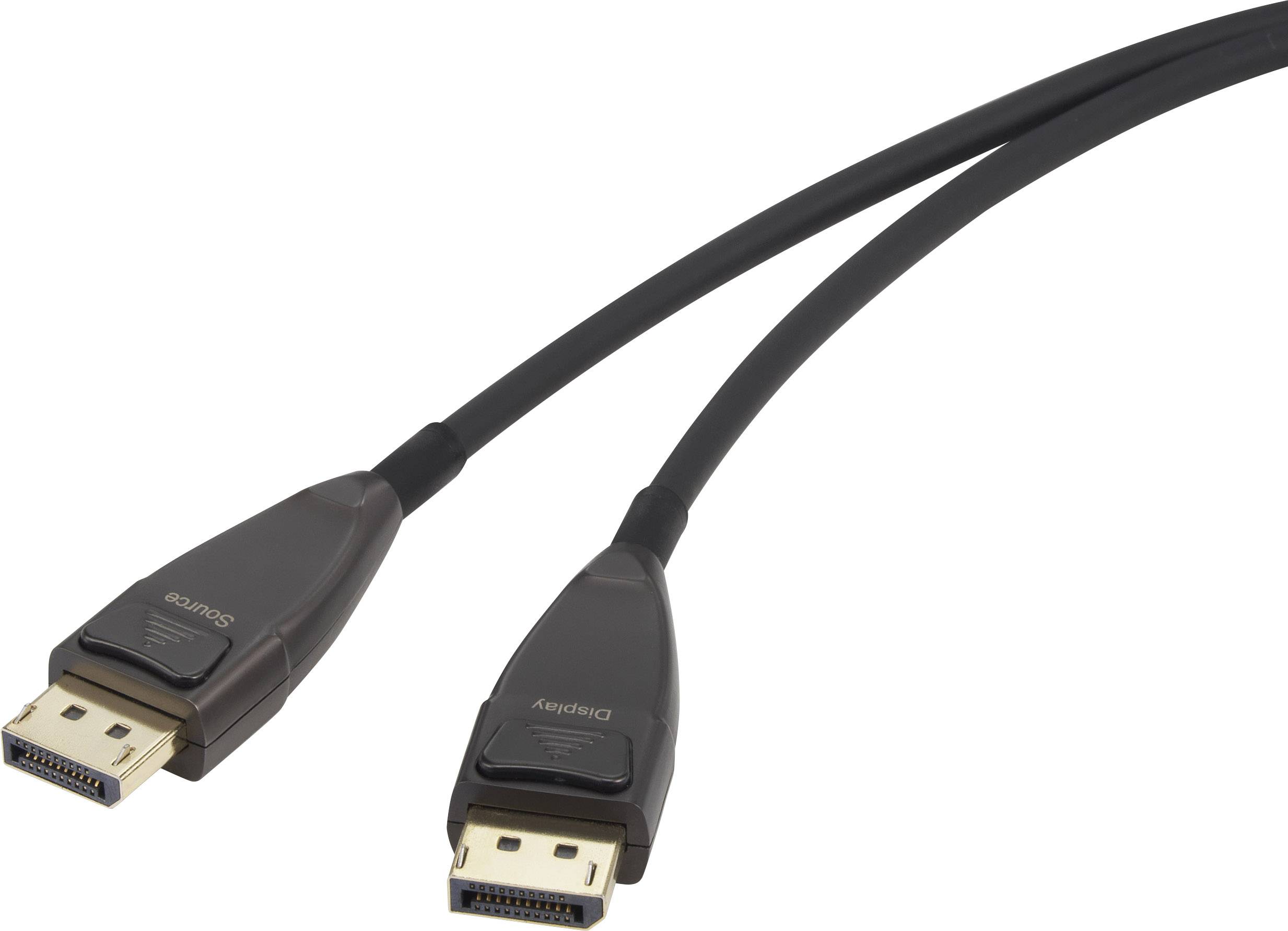 Due cavi DisplayPort con guaina nera e connettori simili, idonei per la trasmissione di segnali audio e video.