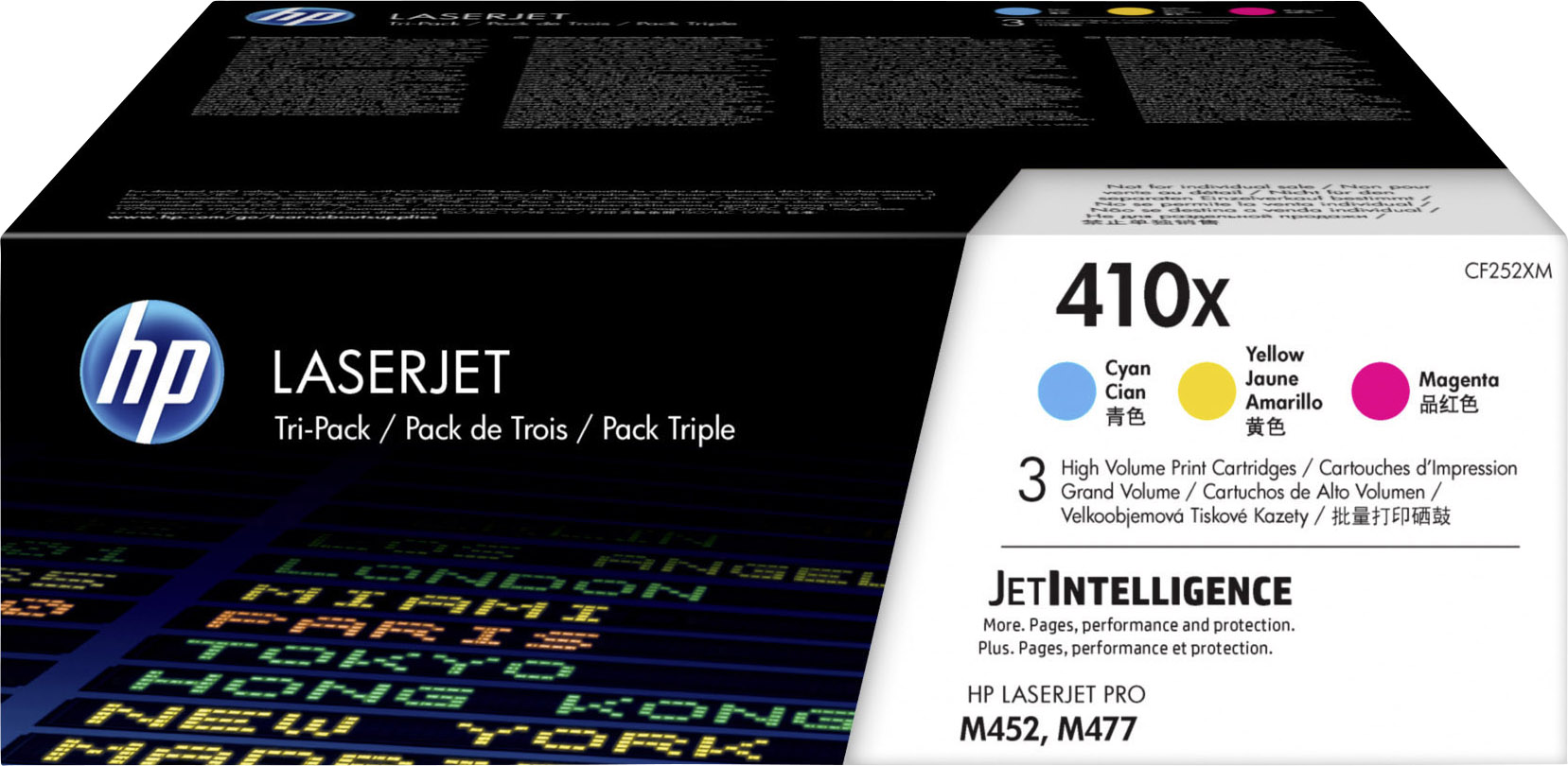 HP Toner 410X Originale Imballo multiplo Ciano, Magenta, Giallo 5000 pagine CF252XM