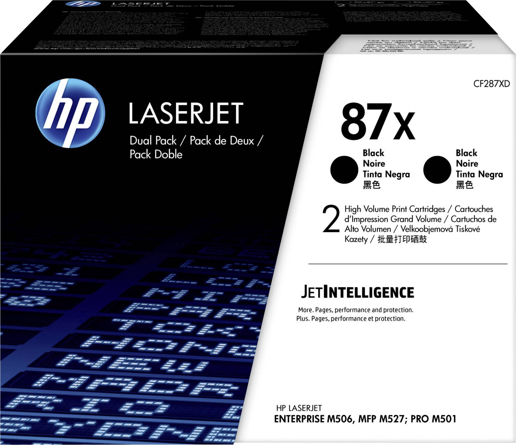 'Cartuccia d'inchiostro HP 87X Nero, Confezione Doppia, idonea per LaserJet Enterprise M506, MFP M527; con JetIntelligence.'