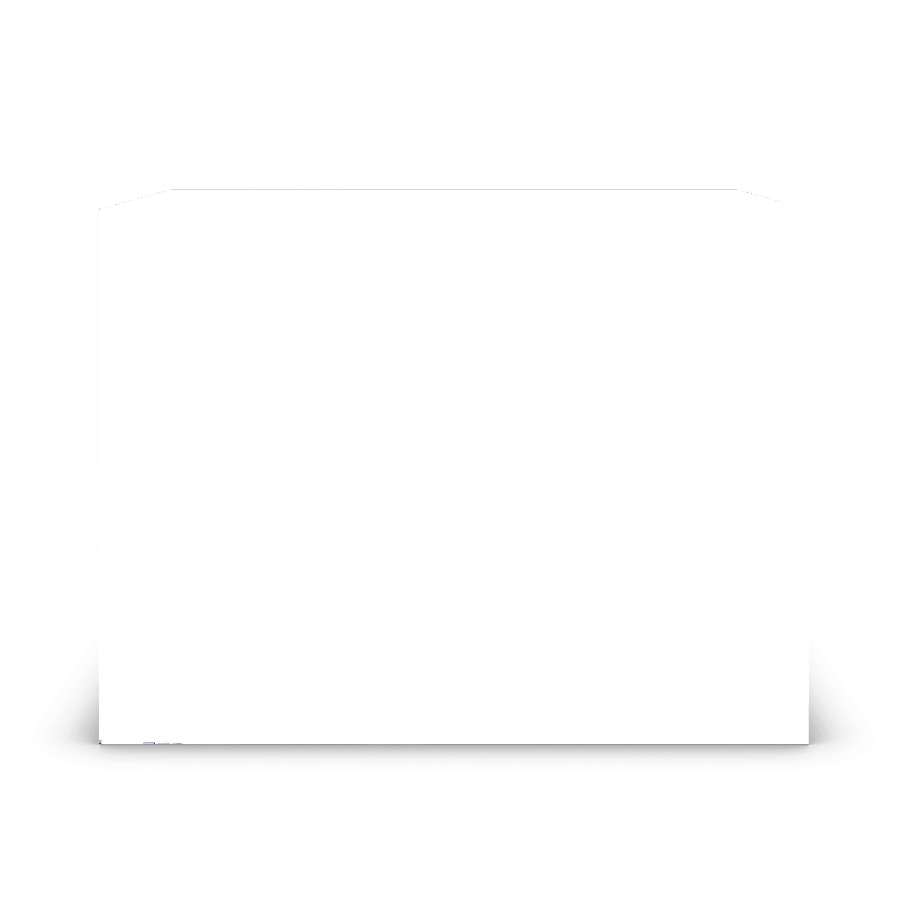 Carta o pagina rettangolare bianca vuota con sottile ombra, centrata su sfondo bianco.