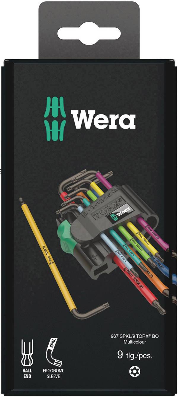 Wera 967/9  Kit di chiavi a brugola   T 8, T 9, T 10, T 15, T 20, T 25, T 27, T 30, T 40 9 parti