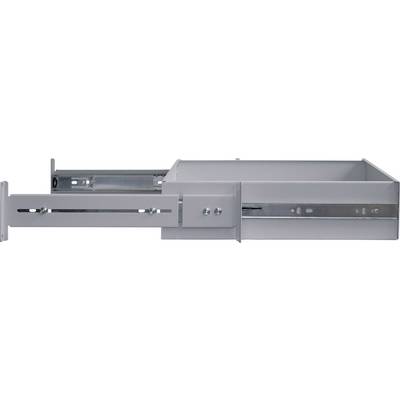 Cassetto grigio con meccanismo a guide, vista laterale con funzione di estensione.
