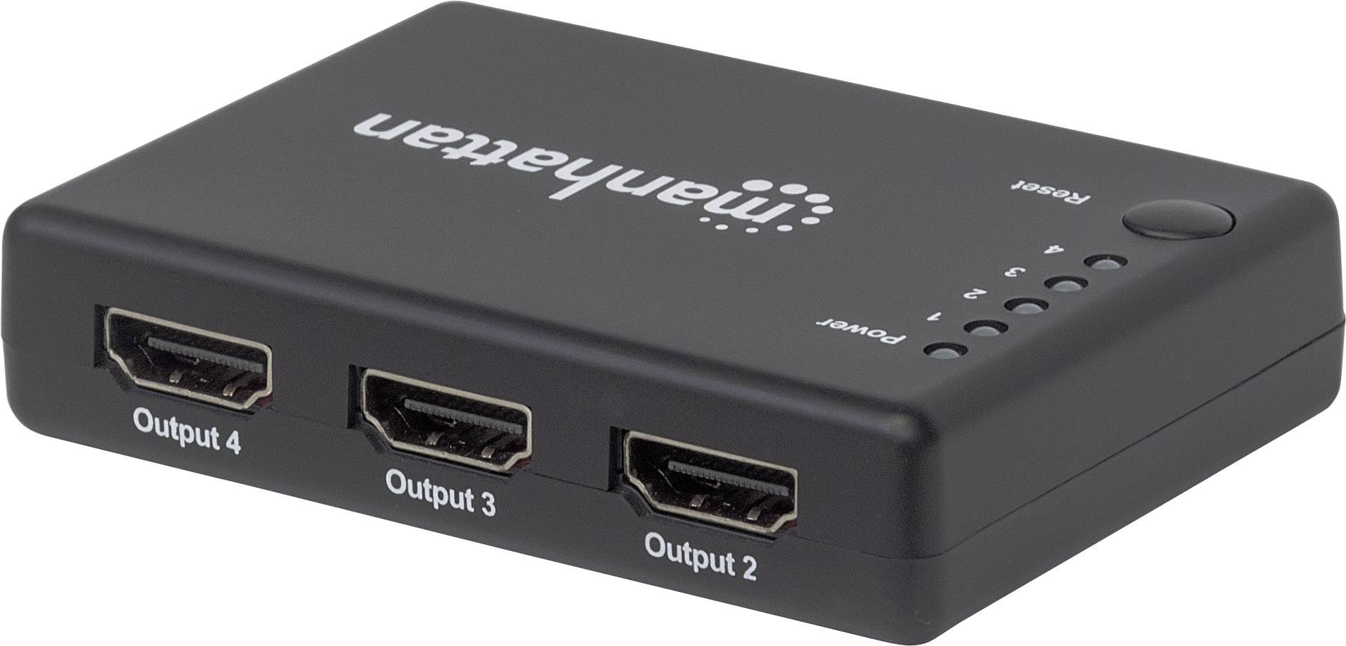 Manhattan 207706 4 Porte Distributore, splitter HDMI 4096 x 2160 Pixel Nero