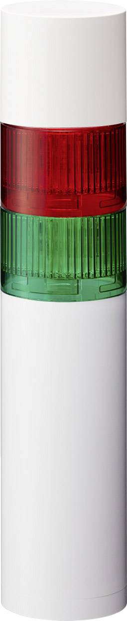 Faro cilindrico bianco con una striscia luminosa rossa e una verde, che indica lo stato operativo.