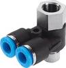FESTO Raccordo multiplo 153197 QSYTF-1/4-8-B Filettatura interna G1/4" Filetto esterno: 1/4" Ø tubo: 8 mm Diametro foro montaggio: 1/4" 1 pz.