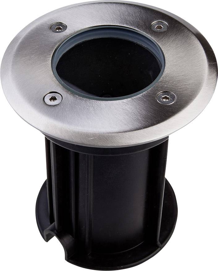 V-TAC Portalampada da Interramento Calpestabile Rotondo GU10 (Max 35W) Colore Nero e Acciaio IP65-0