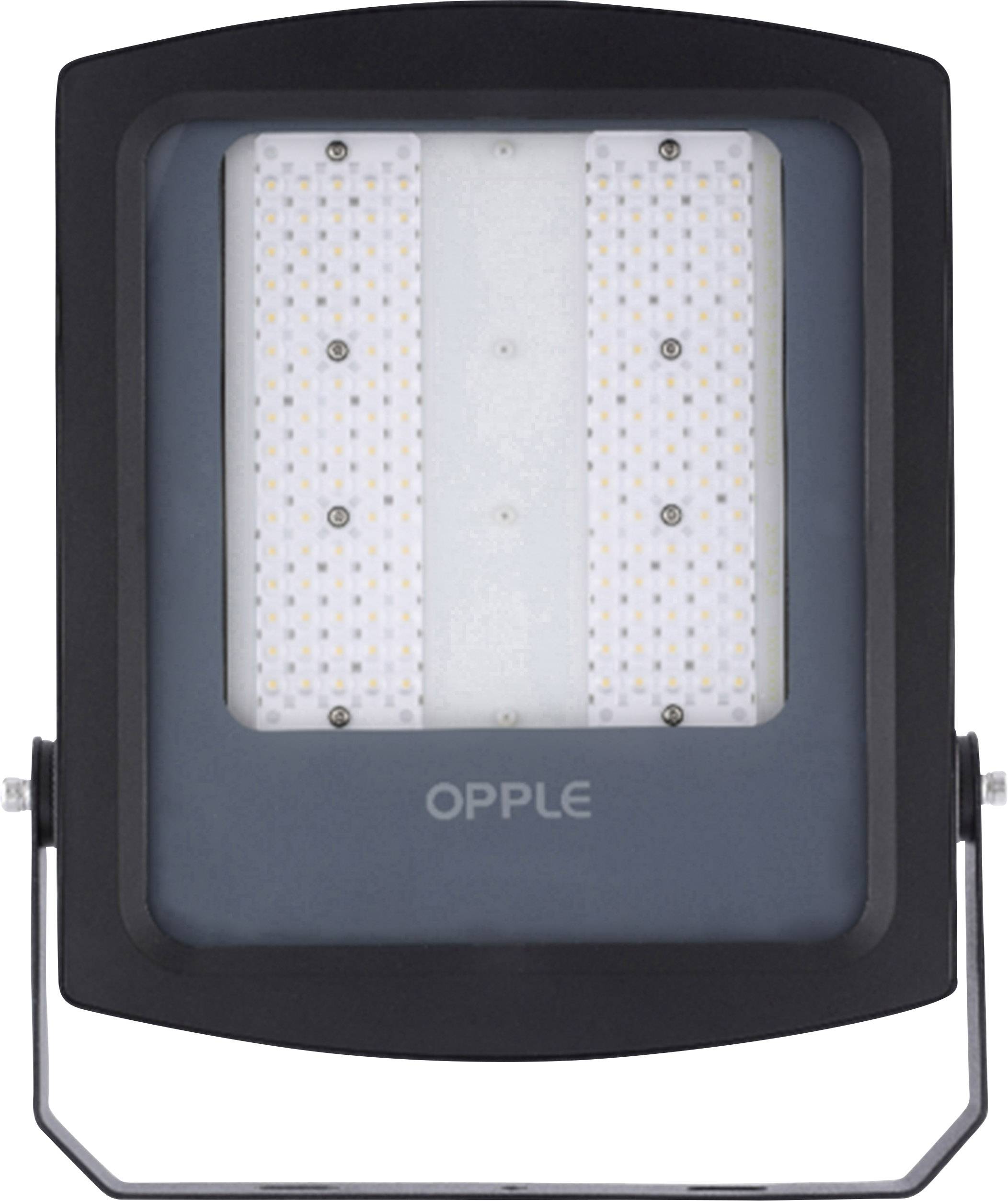 Un proiettore LED rettangolare di OPPLE con involucro nero, adatto all'illuminazione di aree estese.