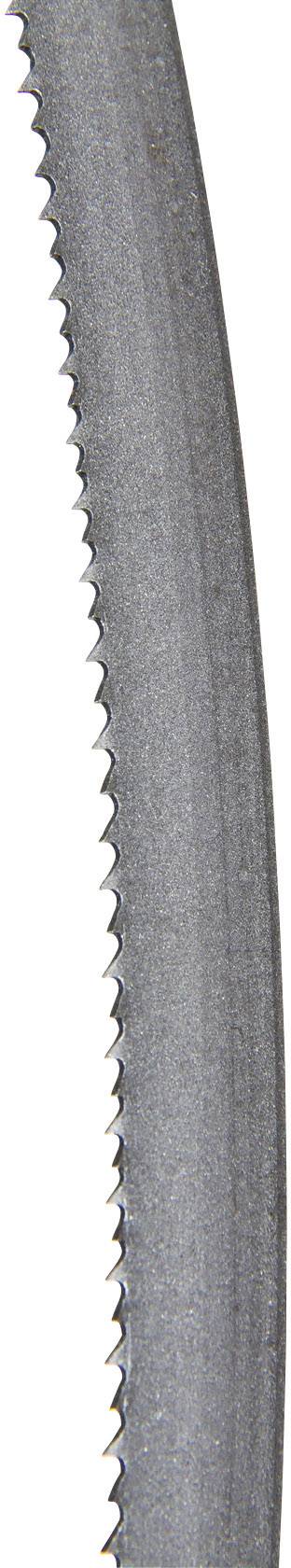 Una lama per sega a nastro in metallo con denti fini e uniformi. Viene utilizzata per eseguire tagli precisi su materiali metallici.