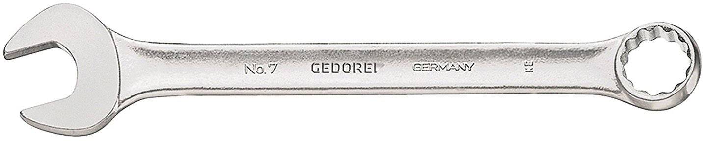 Una chiave inglese in argento con lato aperto e chiuso, incisa con 'GEDORE', 'No. 7', 'GERMANY'.