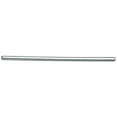 Un tubo di metallo argentato, leggermente curvato, su sfondo bianco.