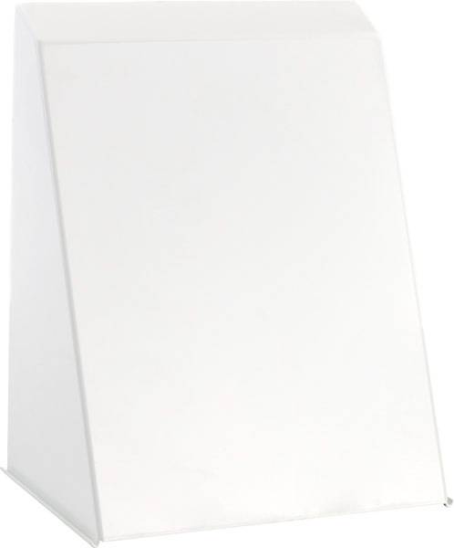 Un supporto triangolare bianco con una superficie liscia e semplice. Nessuna marcatura o testo visibile.